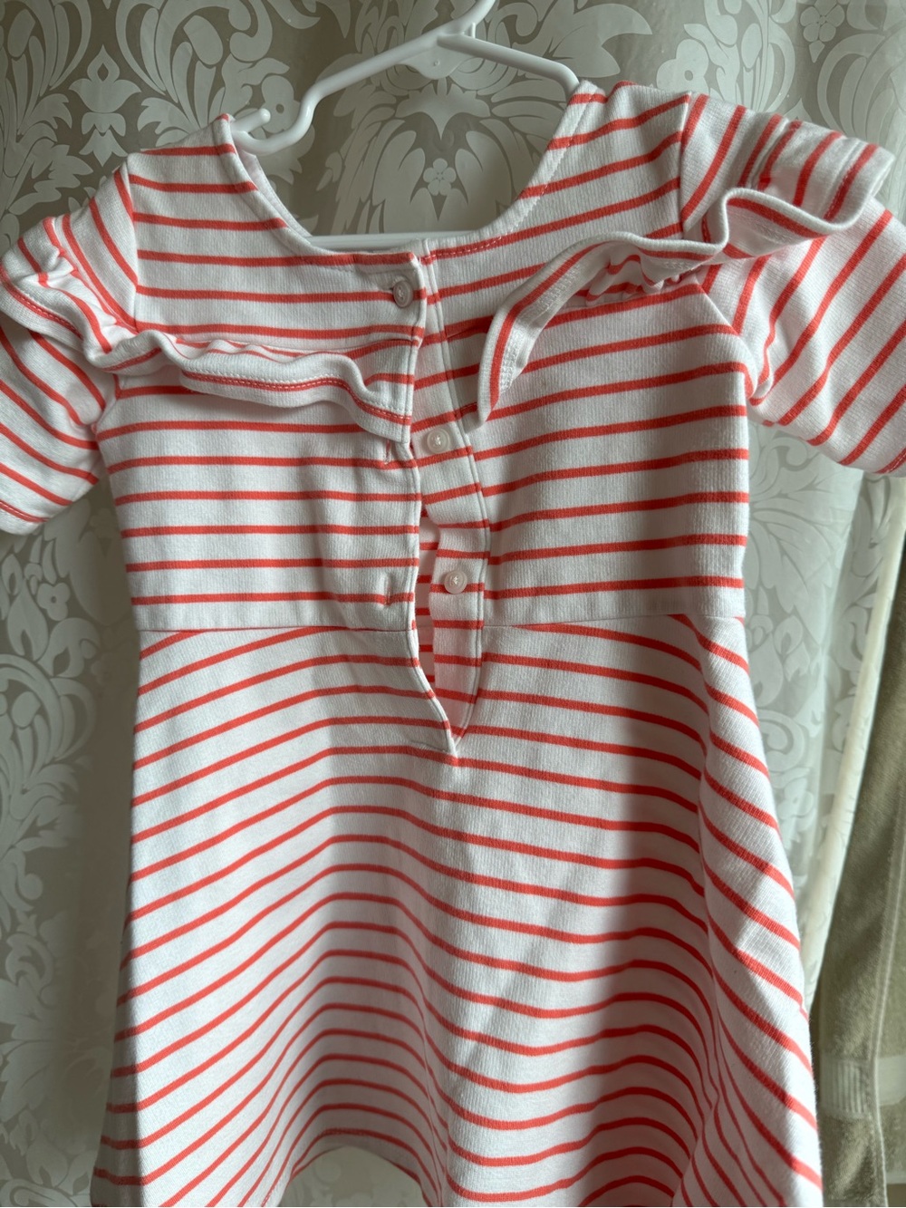 Janie and Jack White Dress with Coral Stripe Detail - Picture 4 of 4